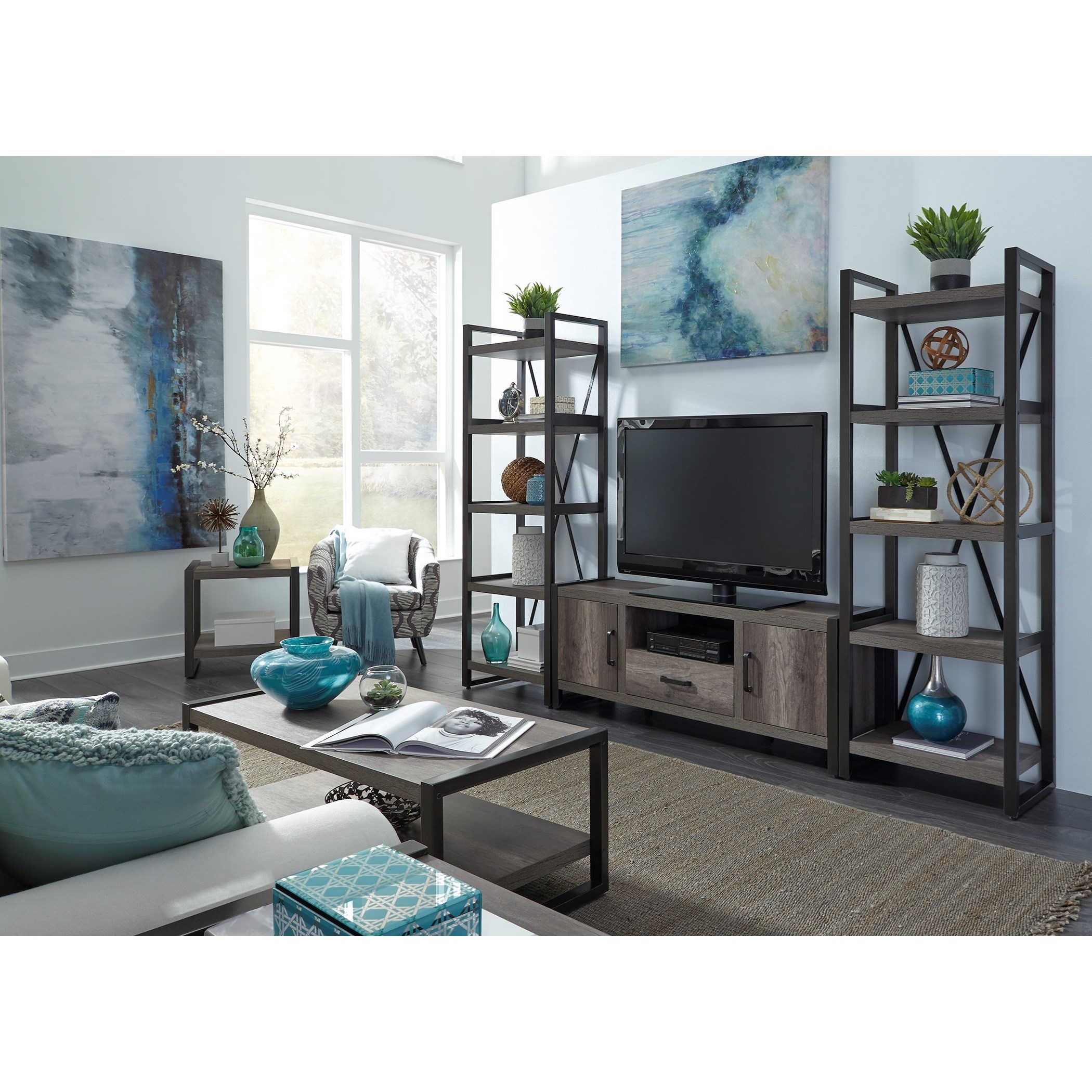 Liberty furniture entertainment sales center with piers
